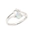 Natural drop white Australian opal ring, rhodium-plated 925 silver, 7x5 mm