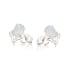 Clous d'oreilles avec opale blanche ovale d'Australie, argent rhodié 925, 7x5 mm