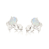 Oval white Australian opal stud earrings, rhodium-plated 925 silver, 7x5 mm