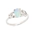 Inel opal australian alb oval natural, argint rodiat 925, 8x6 mm