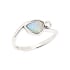 Inel opal australian alb picătură natural, argint rodiat 925, 7x5 mm