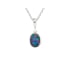 Australische doubletopaalhanger blauw ovaal, gerhodineerd 925 zilver, 8x6 mm