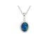 Australische doubletopaalhanger blauw ovaal, gerhodineerd 925 zilver, 8x6 mm