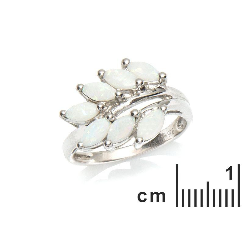 Anello in opale australiano bianco marquise naturale, in argento rodiato 925 — foto 2