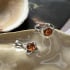 Natural round cognac Baltic amber pendant, 925 silver, 8 mm