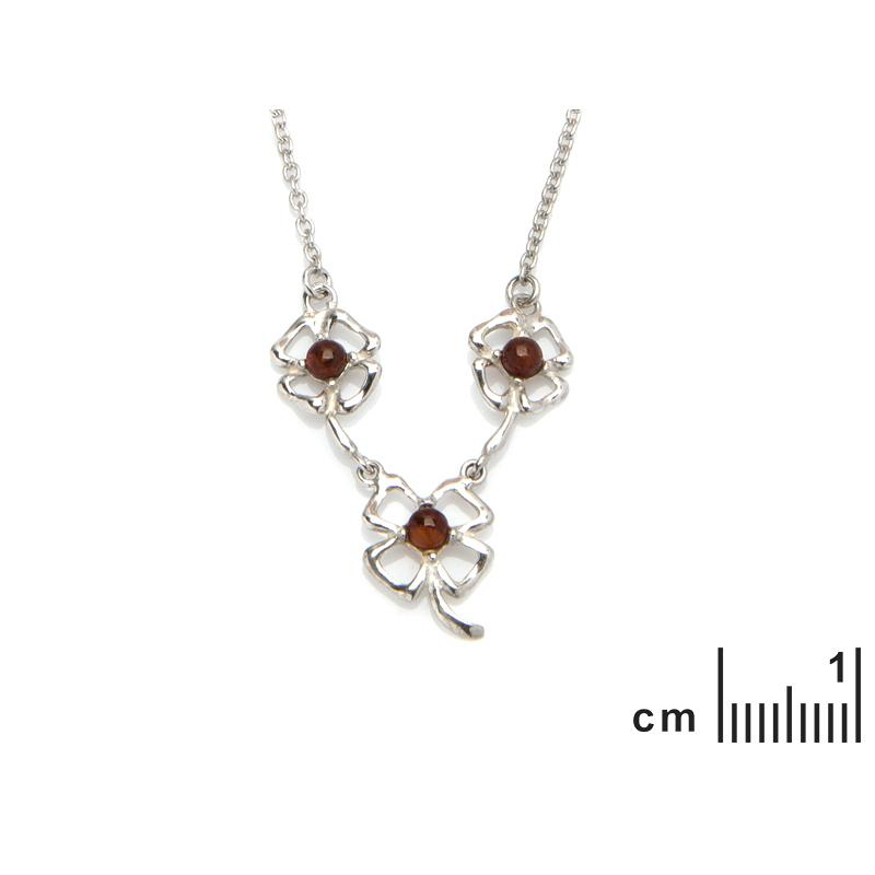 Collana in ambra baltica cognac sfera naturale, in argento rodiato 925, 42+3 cm — foto 2