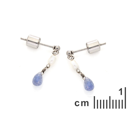 Pendientes largos de tanzanita azul gota natural, en acero inoxidable, 5x3 mm