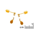 Boucles d'oreilles avec tourmaline verte, acier inoxydable doré PVD, 5x3 mm
