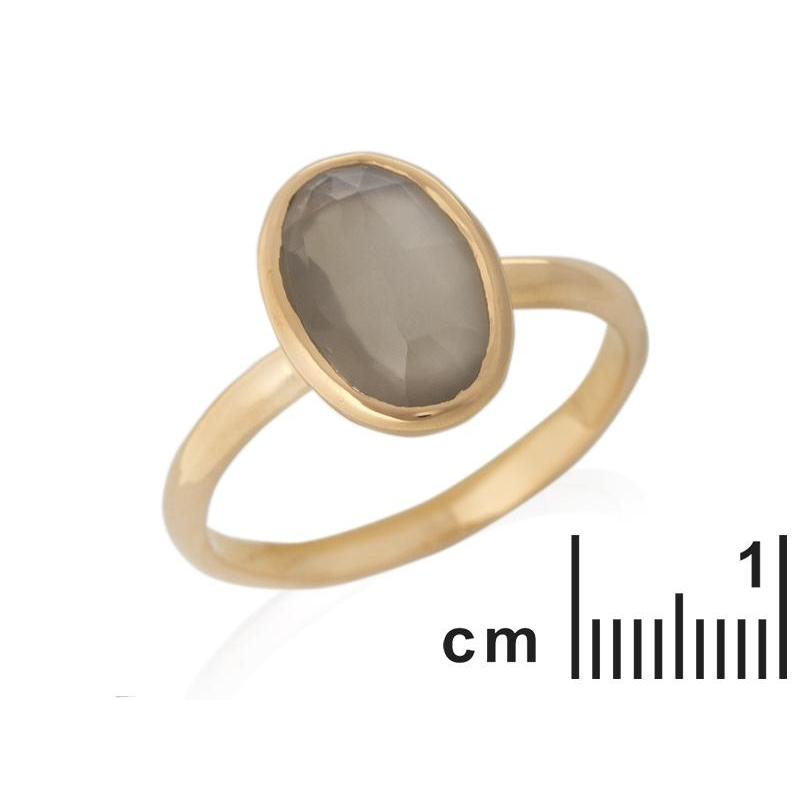 Anello in pietra di luna bianca ovale naturale, in argento dorato 925, 12x8 mm — foto 2