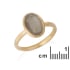 Anel de pedra da lua branca oval natural, em prata dourada 925, 12x8 mm