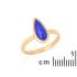 Natural drop blue Afghan lapis lazuli ring, gold-plated 925 silver, 5x12 mm
