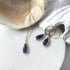Inel lapislazuli afgan albastru picătură natural, argint aurit 925, 5x12 mm