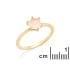 Natural hexagon rose quartz ring, gold-plated 925 silver, 6 mm