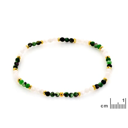 Bracelet avec agate multicolore irrégulière, acier inoxydable doré PVD, 18 cm
