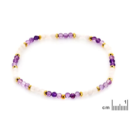 Bracelet avec améthyste multicolore, acier inoxydable doré PVD, 18 cm