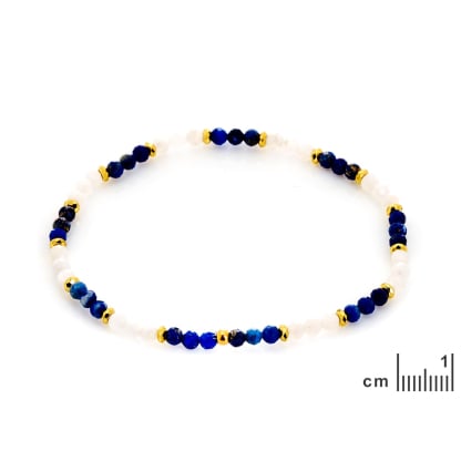 Çok renkli lapis lazuli bileklik, PVD altın kaplama paslanmaz çelik, 18 cm