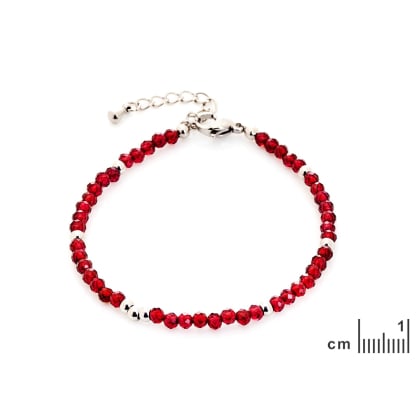 Bracelet avec grenat rouge irrégulier naturel, en acier inoxydable, 15,5+3,5 cm