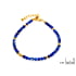 Mavi lapis lazuli bileklik, PVD altın kaplama paslanmaz çelik, 15,5+3,5 cm
