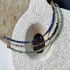 Bracelet avec lapis lazuli bleu, acier inoxydable doré PVD, 15,5+3,5 cm