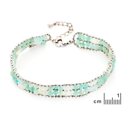 Bracelet avec amazonite bleue irrégulière, acier inoxydable, 15,5+3,5 cm