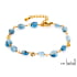 Pulsera de topacio azul irregular, acero inoxidable dorado PVD, 15,5+3,5 cm