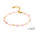 Bracelet avec lepidolite violette, acier inoxydable doré PVD, 15,5+3,5 cm