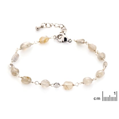 Pulsera de labradorita multicolor irregular, acero inoxidable, 15,5+3,5 cm