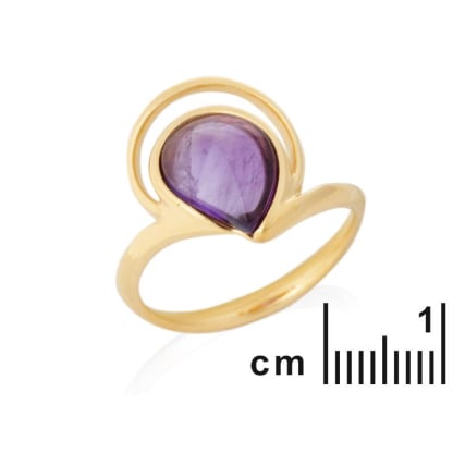 Natural irregular purple amethyst ring, gold-plated 925 silver