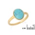 Natural reconstituted oval blue turquoise ring, gold-plated 925 silver