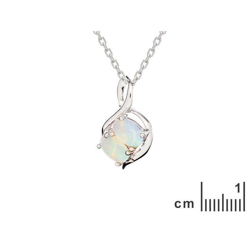 Ciondolo in opale australiano bianco ovale naturale, argento rodiato 925, 6x4 mm — foto 2