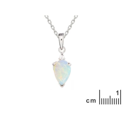 Australische opaalhanger wit druppel natuurlijk, gerhodineerd 925 zilver, 9x6 mm