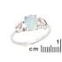 천연 화이트 타원 호주산 오팔 큐빅 지르코니아 반지, 925 로듐 도금 실버, 8x6 mm