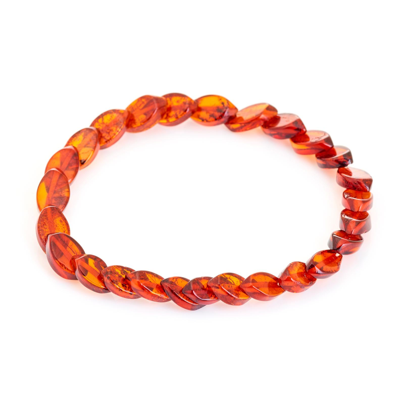 Baltisches Bernsteinarmband cognac Spitze natur, Schraubverschluss, 18 cm