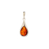 Baltische barnsteenhanger cognac druppel, gerhodineerd 925 zilver, 10x15 mm
