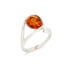 Bague avec ambre cognac rond de la mer Baltique, argent rhodié 925, 1,5x2 cm