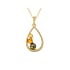 Natural round multi-colored Baltic amber pendant, gold-plated 925 silver, 7 mm