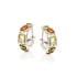 Boucles d'oreilles créoles avec ambre multicolore, argent rhodié 925, 3x5 mm