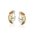 Marquise multi-colored amber hoop earrings, rhodium-plated 925 silver, 3x5 mm