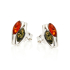Marquise multi-colored amber stud earrings, rhodium-plated 925 silver, 4x8 mm