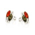 Pendientes de botón de ámbar multicolor marquesa, plata rodiada 925, 4x8 mm