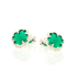 Pendientes de botón trébol de ónix verde natural, en plata rodiada 925, 8 mm