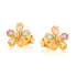 Multi-colored multi-stone flower stud earrings, gold-plated 925 silver, 2x3 mm