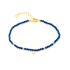 Pulseira de lápis-lazúli afegão azul irregular, prata dourada 925, 15,5+3 cm
