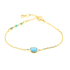 Bracelet avec calcédoine bleue ovale teintée, argent doré 925, 15,5+1,5+1,5 cm