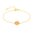 Pulseira flor de 5 pétalas de quartzo rosa, prata dourada 925, 15,5+1,5+1,5 cm