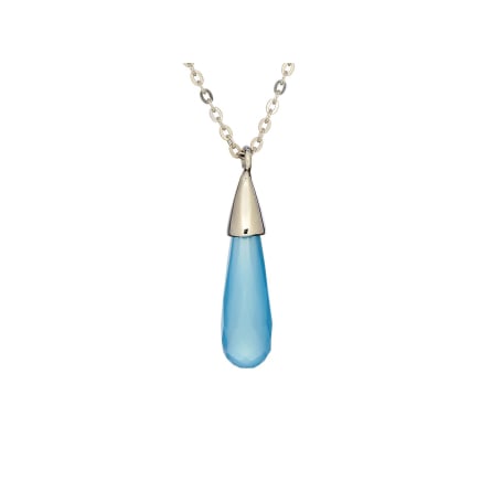 Chalcedonkette Eiszapfen grün Tropfen gefärbt, 925 Silber rhodiniert, 42+3 cm