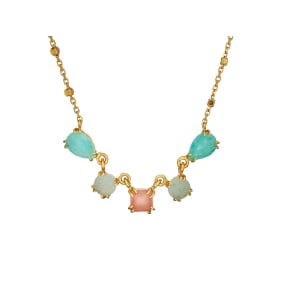 Natural drop rose quartz necklace, gold-plated 925 silver, 42+4 cm
