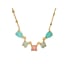 Rozenkwartsketting druppel natuurlijk met amazoniet, verguld 925 zilver, 42+4 cm