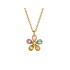 Multi-Edelsteinkette Blume mehrfarbig Tropfen, 925 Silber vergoldet, 42+3 cm