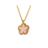 Colar flor de 5 pétalas de quartzo rosa natural, em prata dourada 925, 42+3 cm